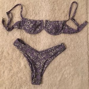 SHEIN floral purple bikini set